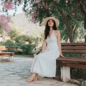 [01.clo.01.AA0003] Flowing dress in lightweight cotton with short sleeves